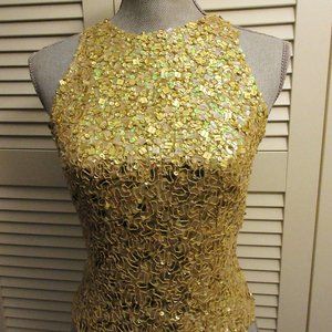 Sequined gold sleeveless top